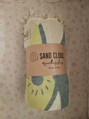 Organic Cotton Sand Cloud Beach Towel Thin Lightweight Tartan Lime